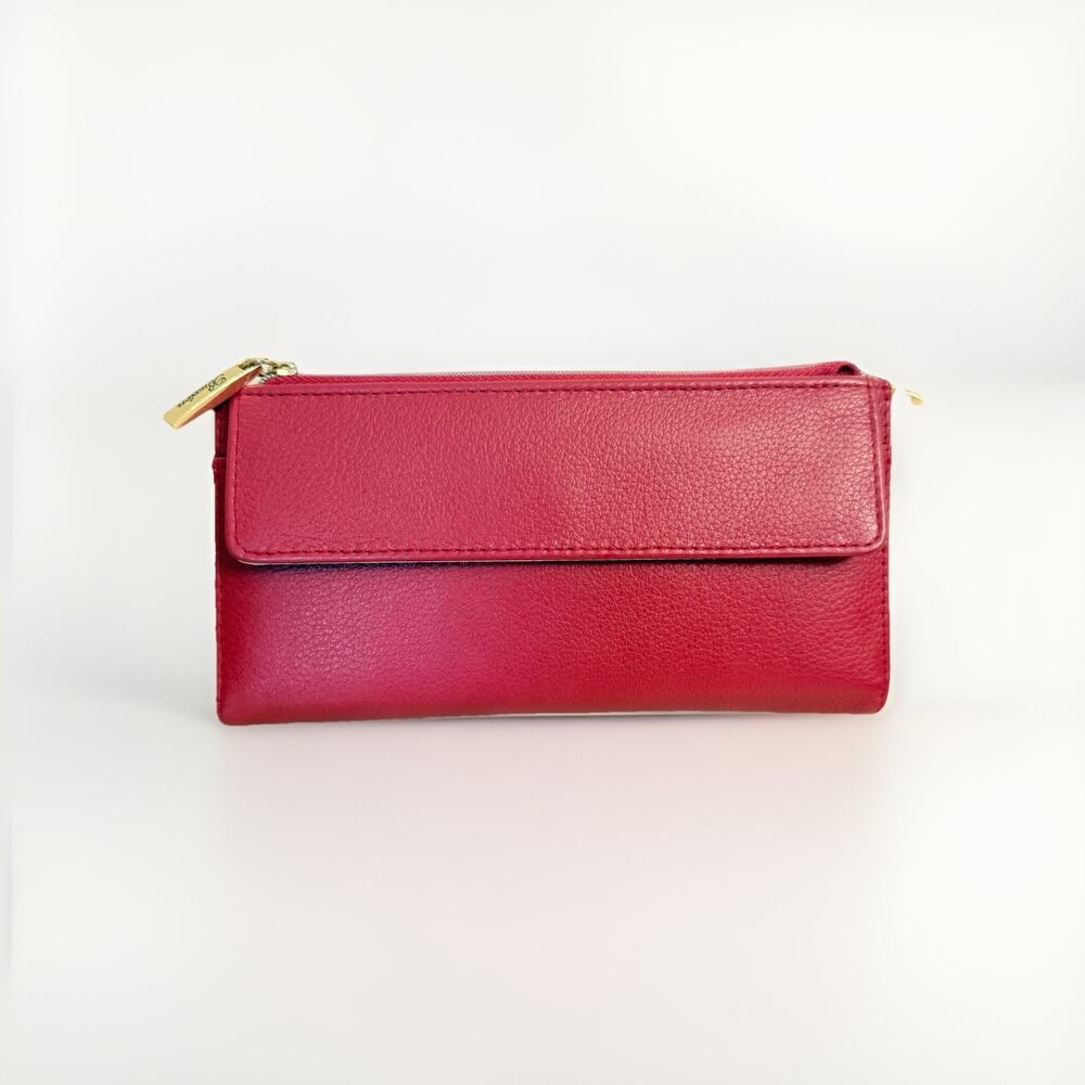 Buxton Genuine Leather Wallet Multi Compartment Zipper Credit Card